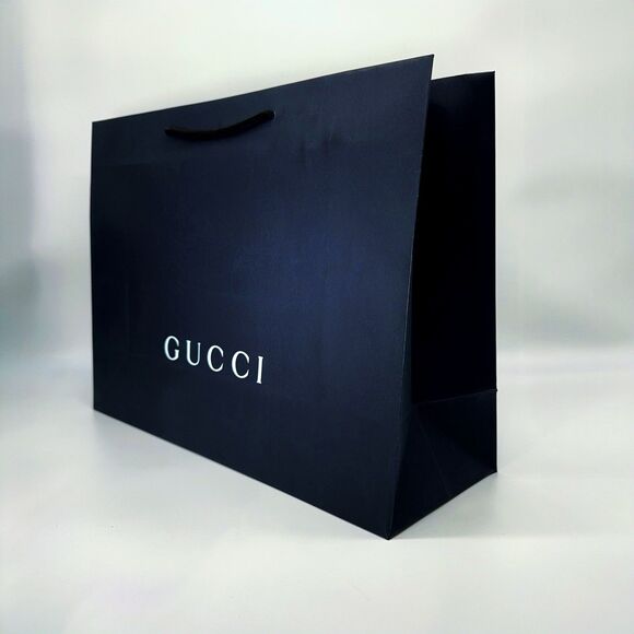 AUTHENTIC GUCCI Black White Logo Large 18.5 X 14 X 6.5 Paper Shopping Gift Bag - Picture 2 of 10